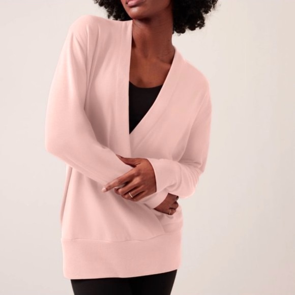 ATHLETA Purana Pink V-Neck Wrap Sweatshirt - Picture 1 of 9